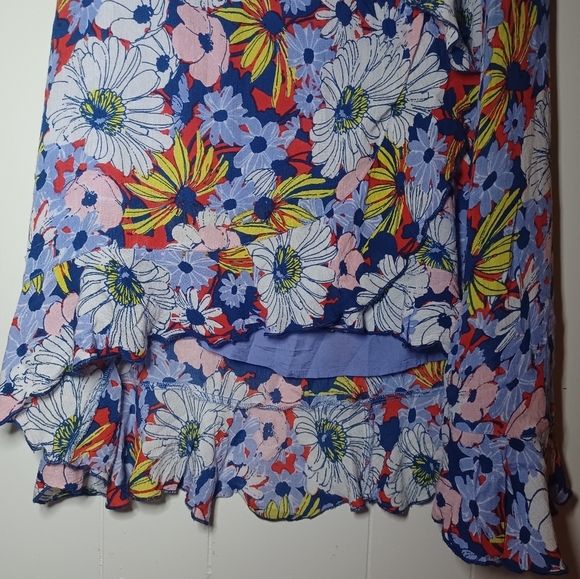 Anthropologie Asymmetrical Red and Yellow Pencil Skirt Resort Wear - Picture 9 of 16